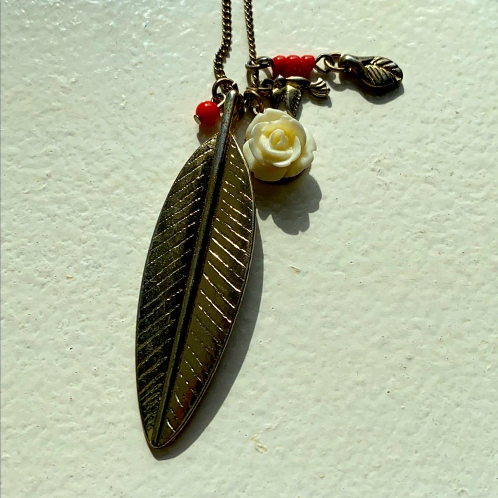 Long Gold leaf necklace